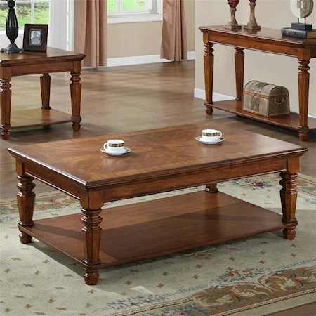 Casual Cocktail Table with Bottom Shefl